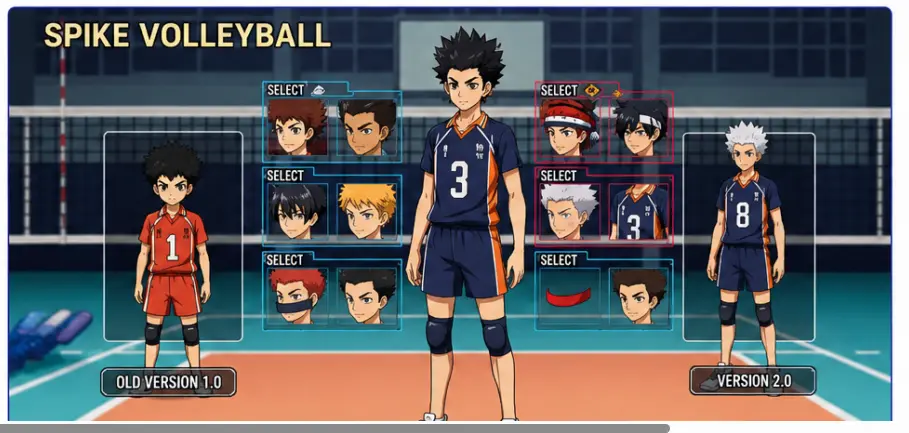 he Spike MOD APK version 1.0 vs version 2.0 character comparison
