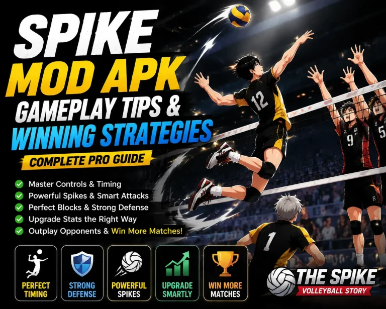 Spike Mod APK gameplay tips and winning strategies guide with volleyball action scene