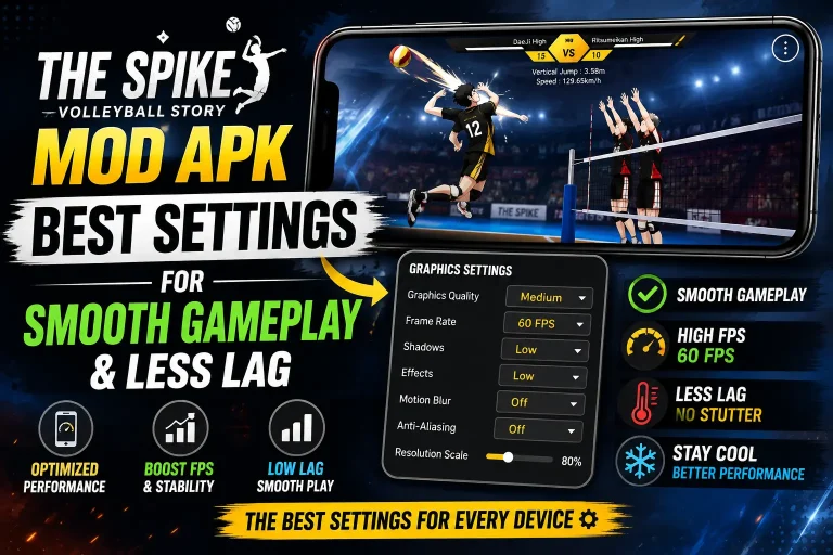 The Spike MOD APK best settings for smooth gameplay and less lag